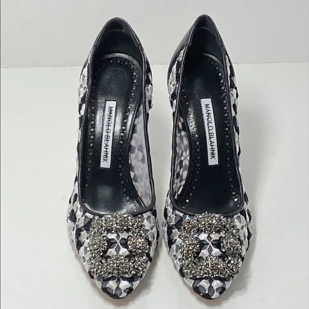 Manolo Blahnik Hangisi 105 Embellished Embroidered Pumps size 36